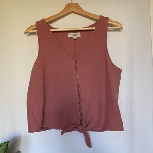 Madewell size L textured button up tie front pink tank